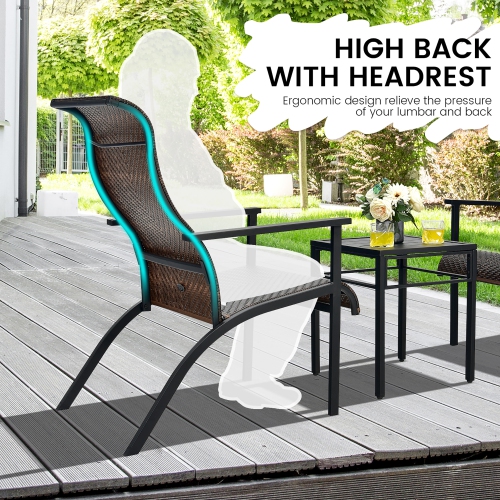 Gymax 3PCS Rattan Bistro Chair Set Patio Furniture Set W/Table
