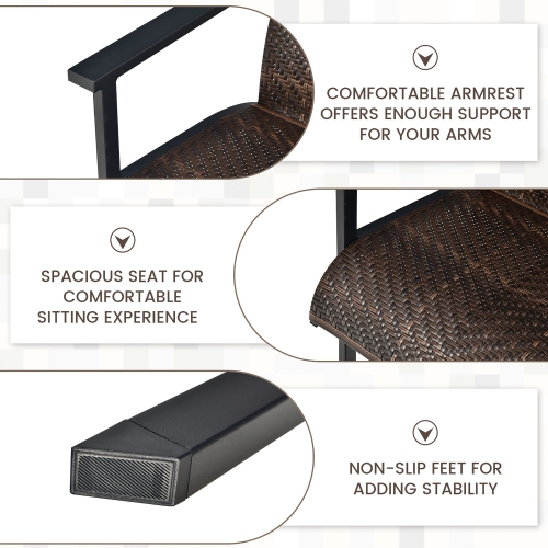 Gymax 3PCS Rattan Bistro Chair Set Patio Furniture Set W/Table