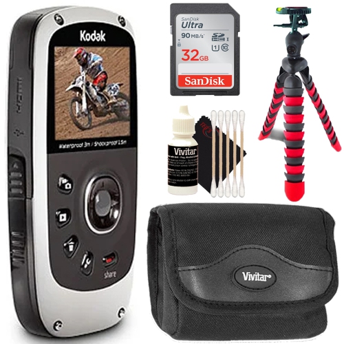 Kodak PLAYSPORT Zx5 Video Camera White All You Need Accessory Kit