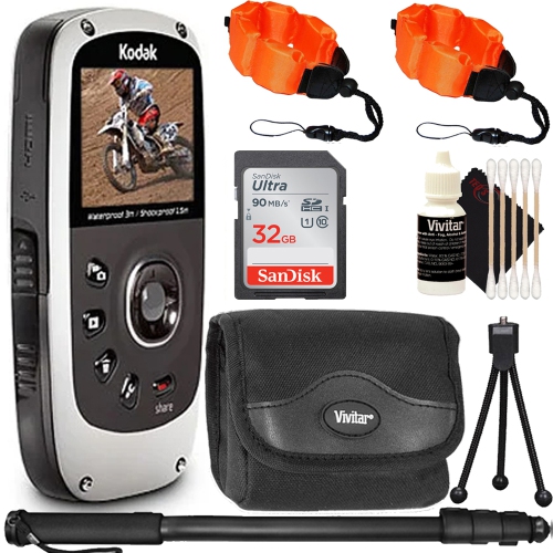Kodak PLAYSPORT Zx5 Video Camera White Travelers' Favorite Bundle