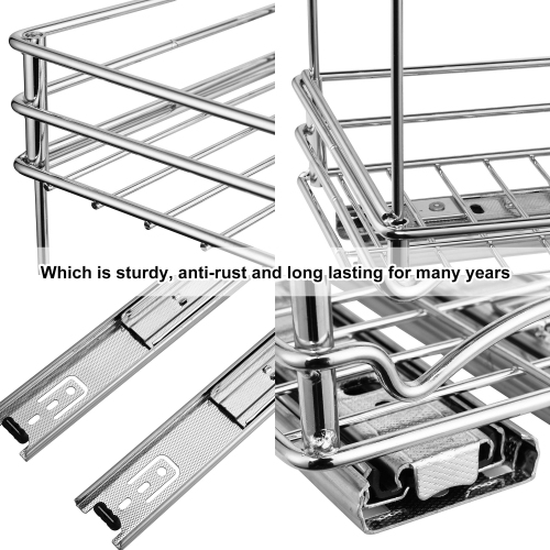 SortWise 4-Inch Wide Kitchen Slide Out Cabinet Organizer 2-Tier Pull Out Spice Rack Holds up to 20 jars