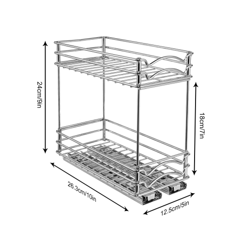 SortWise 4-Inch Wide Kitchen Slide Out Cabinet Organizer 2-Tier Pull Out Spice Rack Holds up to 20 jars