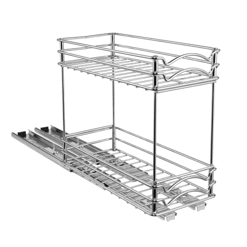 SortWise 4-Inch Wide Kitchen Slide Out Cabinet Organizer 2-Tier Pull Out Spice Rack Holds up to 20 jars