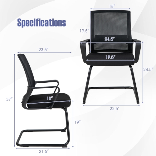 Gymax Office Mesh Chair Set of 6 Upholstered Guest Conference Chair w/Ergonomic Backrest