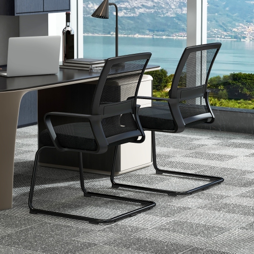 Gymax Office Mesh Chair Set of 6 Upholstered Guest Conference Chair w/Ergonomic Backrest