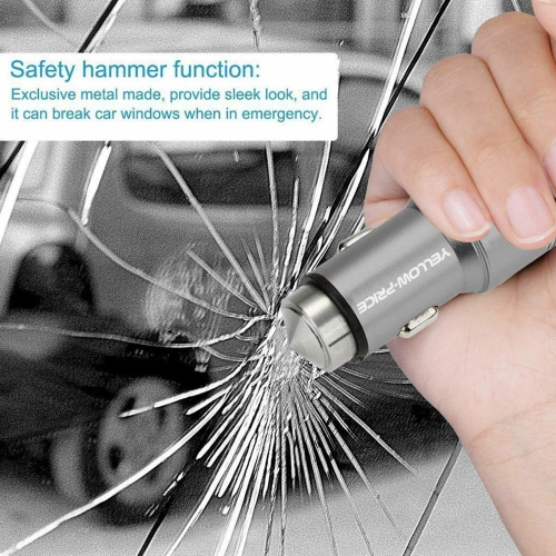 Chargeur pour l’auto QC 3.0 en métal à deux ports avec câble USB 3.0 A à USB-C tressé [3 pi]