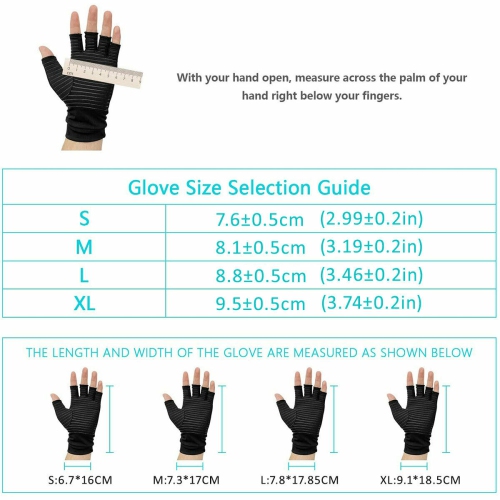 Gants de compression de Copper Arthritis pour soulager les symptômes de l'arthrite, Raynauds Disease