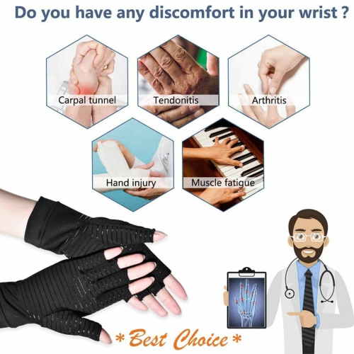 Gants de compression de Copper Arthritis pour soulager les symptômes de l'arthrite, Raynauds Disease