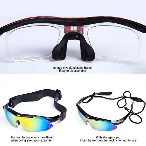 Sports Glasses with 5 Interchangeable HD Lenses-Anti Explosion,Scratch  Resistant