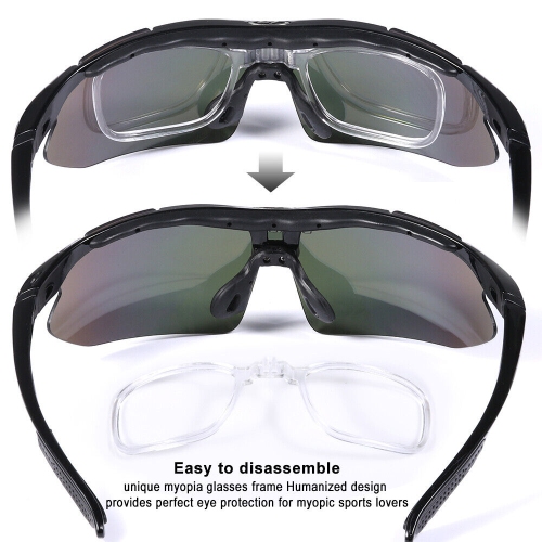 Lunettes de sport avec 5 lentilles HD interchangeables – anti-explosion, résistant aux égratignures