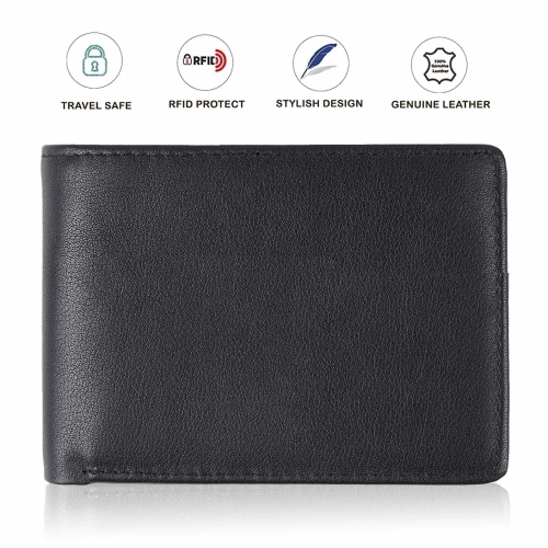 Luxury Mens Slim Front Pocket Wallet ID Window Card Case with RFID Blocking CA