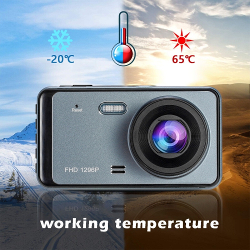 Wide Angle HDR with 4.0" LCD Display Night Vision Dash Cam Front and Rear 1296P