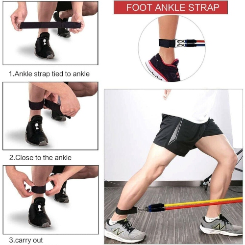 Portable Exercise Bands with Door Anchor, Handles, Carry Bag, Legs Ankle Straps