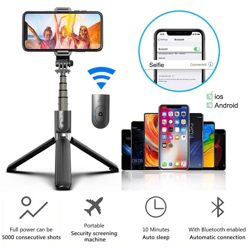 All-in-One Design Aluminum 32" Extendable Selfie Stick Tripod w/ Wireless Remote