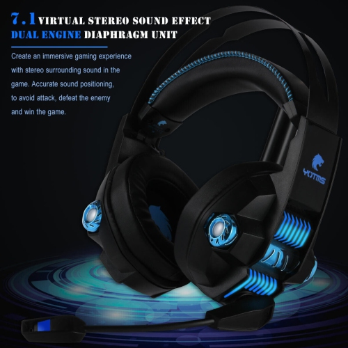 LED Gaming Headset Xbox One/PS4/PC Surround Sound Stereo w/ Noise Canceling&Mic