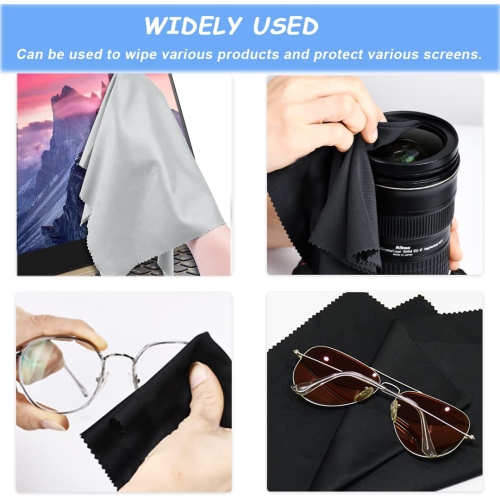 Microfiber Cleaning Cloths 20 Pack in Individual Vinyl Pouch, CKANDAY Glasses Cleaning Cloth for Eyeglasses Phone Screens Electronics Camera Lens
