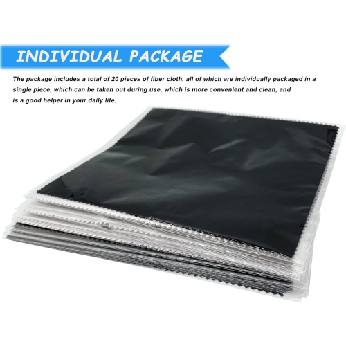 Microfiber Cleaning Cloths 20 Pack in Individual Vinyl Pouch, CKANDAY Glasses Cleaning Cloth for Eyeglasses Phone Screens Electronics Camera Lens
