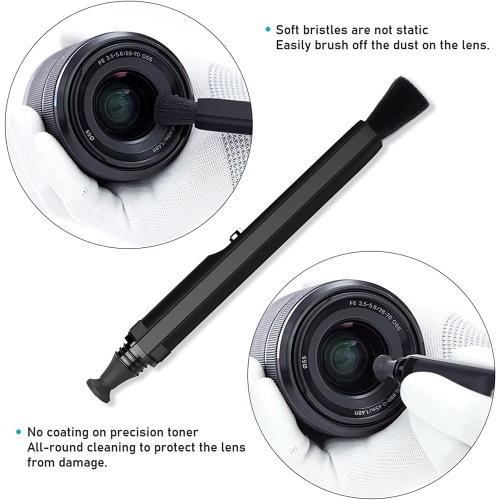 Vsgo V-P01e Professional Lens Cleaning Pen Lens Brush Double-Ended Lens Pen With Soft Brush And Nano Optical Carbon Compatible For Camera Lens