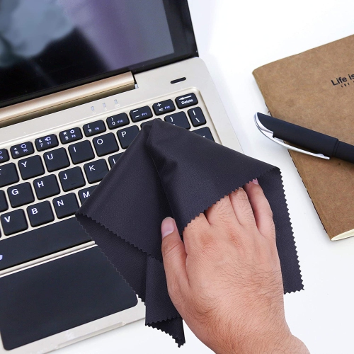 Eco-Fused Large Microfiber Cleaning Cloths - 4 Pack - 18 x 18 inch - Perfect for Wide Screen TVs, Large Computer Monitors- Also for Cleaning Glasses,