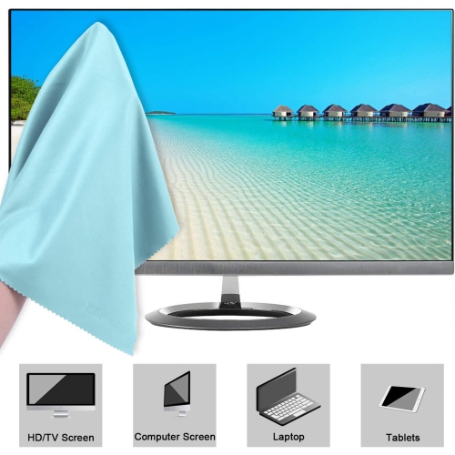 Wisdompro Extra Large 4-Pack Microfiber Cleaning Cloth For Laptop, LCD TV, Computer Screen, Monitor, Tablet, Camera Lens, Glass, Lenses, Phone,