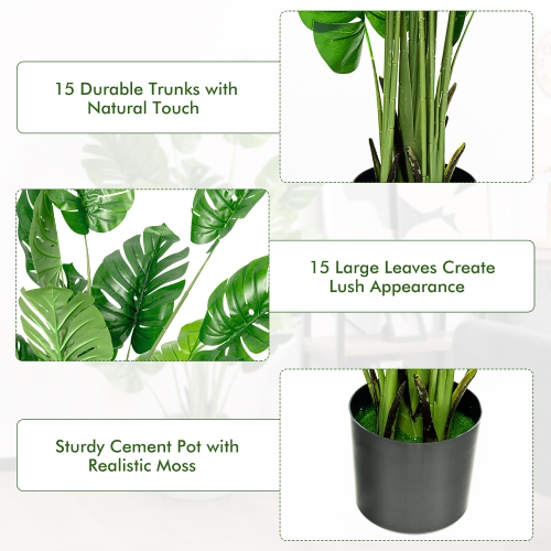 Costway 5FT Artificial Tree Faux Monstera Deliciosa Plant for Home Indoor & Outdoor
