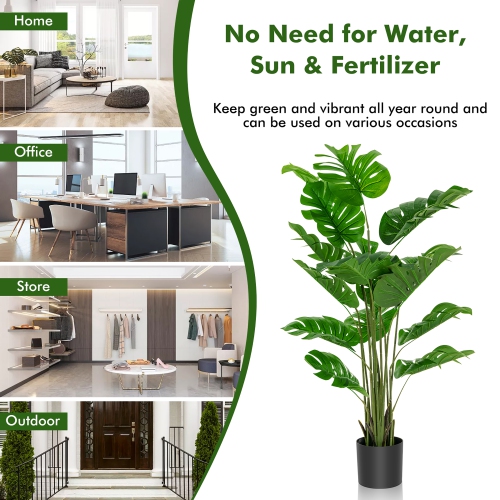 Costway 5FT Artificial Tree Faux Monstera Deliciosa Plant for Home Indoor & Outdoor