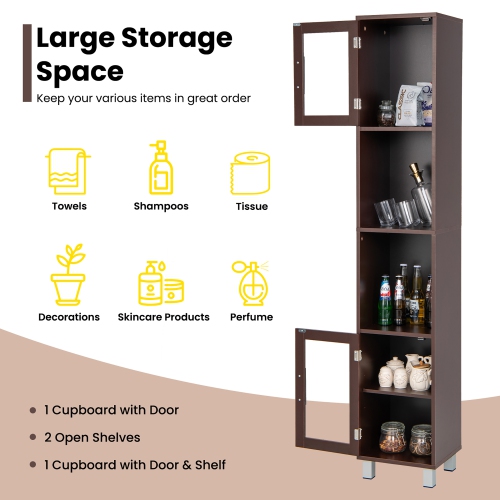 Costway 71" Tall Tower Bathroom Storage Cabinet Organizer Display Shelves Bedroom