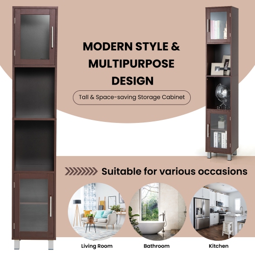 Costway 71" Tall Tower Bathroom Storage Cabinet Organizer Display Shelves Bedroom