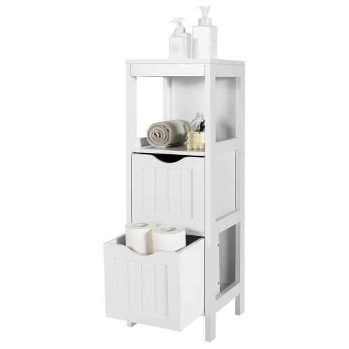 Costway Bathroom Floor Cabinet Freestanding Side Storage Organizer w/2 Removable Drawers