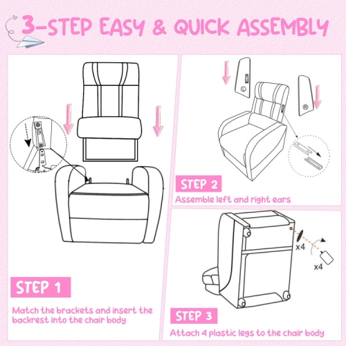 Fauteuil inclinable pour enfants avec pochettes de rangement latérales et repose-pieds – Fauteuil doux et confortable pour enfants