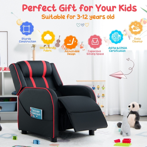 Children's Recliner Chair with Side Storage Pockets and Footrest – Soft & Comfy Armchair for Kids