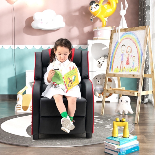 Children's Recliner Chair with Side Storage Pockets and Footrest – Soft & Comfy Armchair for Kids