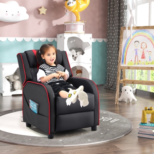 Children's Recliner Chair with Side Storage Pockets and Footrest – Soft & Comfy Armchair for Kids