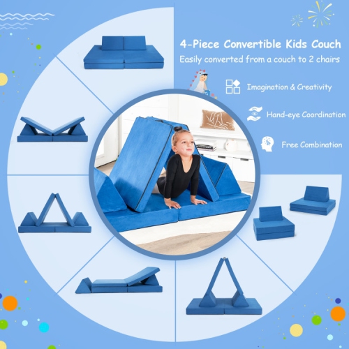 Canapé et canapé de jeu en mousse modulaire pour enfants – Ensemble de tapis et d'oreillers pliables pour garçons et filles