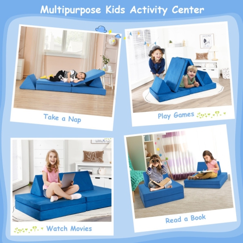 Canapé et canapé de jeu en mousse modulaire pour enfants – Ensemble de tapis et d'oreillers pliables pour garçons et filles