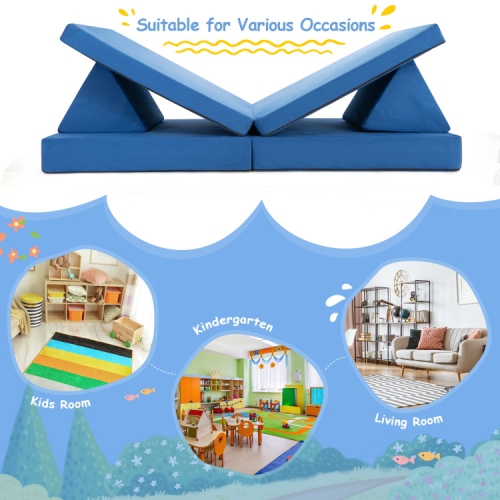 Canapé et canapé de jeu en mousse modulaire pour enfants – Ensemble de tapis et d'oreillers pliables pour garçons et filles