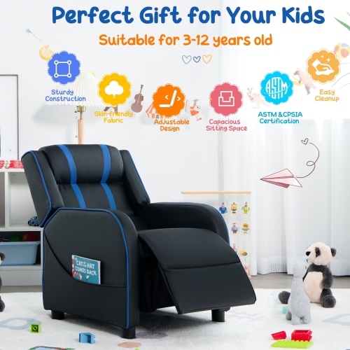 Children's Recliner Chair with Side Storage Pockets and Footrest – Soft & Comfy Armchair for Kids