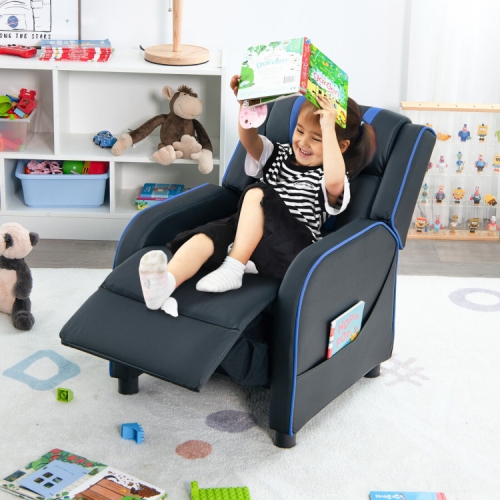 Children's Recliner Chair with Side Storage Pockets and Footrest – Soft & Comfy Armchair for Kids