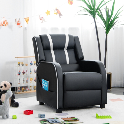 Fauteuil inclinable pour enfants avec pochettes de rangement latérales et repose-pieds – Fauteuil doux et confortable pour enfants