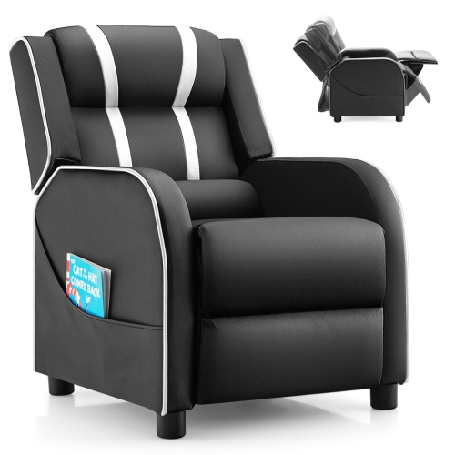 Fauteuil inclinable pour enfants avec pochettes de rangement latérales et repose-pieds – Fauteuil doux et confortable pour enfants