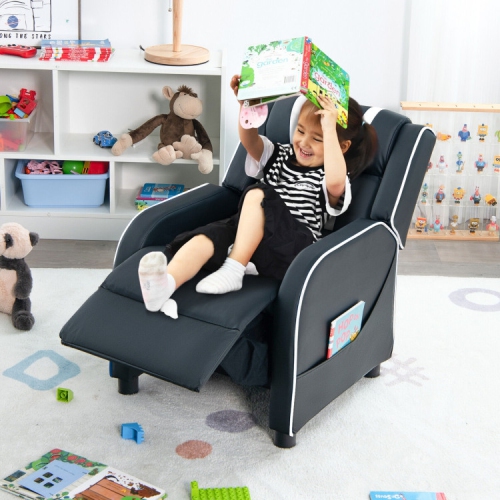 Fauteuil inclinable pour enfants avec pochettes de rangement latérales et repose-pieds – Fauteuil doux et confortable pour enfants