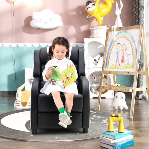 Fauteuil inclinable pour enfants avec pochettes de rangement latérales et repose-pieds – Fauteuil doux et confortable pour enfants