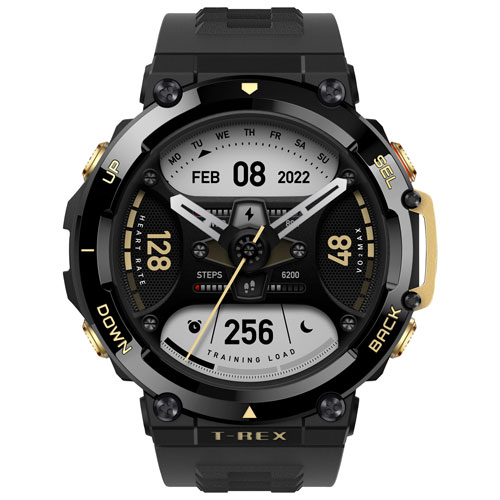 Amazfit T-Rex 2 Smartwatch with Heart Rate Monitor - Black/Gold