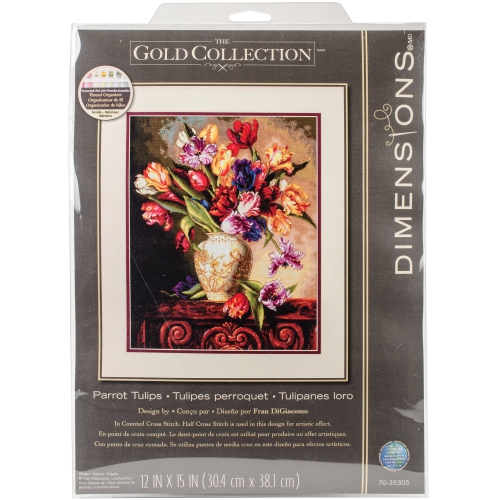 Dimensions Gold Collection Counted Cross Stitch Kit 12"X15"-Parrot Tulips