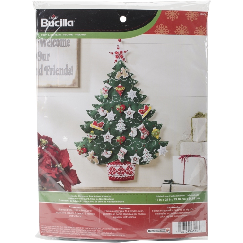Ensemble d’adhésifs décoratifs en feutre pour calendrier de l’Avent de Bucilla - Arbre nordique