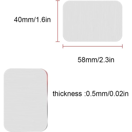 [8 Pack] Magnetic Car Mount Holder Metal Plate, 58X40mm Rectangle Universal Replacement Mount Metal Plate Kit with Adhesive for Magnetic Car Mount