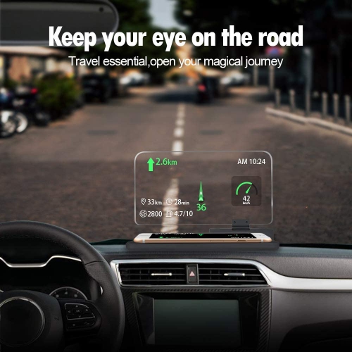 Car GPS Mobile Head Up Display Holder with HD Image Reflection for HUD, Smartphone, iPhone, Samsung, Car Navigation