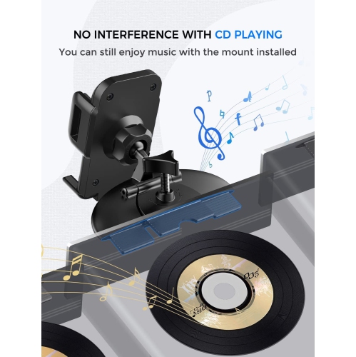 Cell Phone Holder for Car, CD Slot Car Phone Mount, One Button Release Easy Installation CD Player Car Phone Holder Mount Compatible with iPhone 13