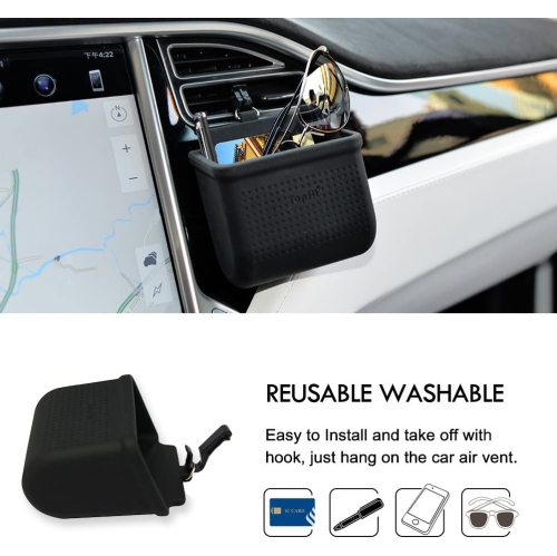 Car Air Vent Cell Phone Holder Car Mount Phone Holder Pocket Organizer Car Cradle Mount Pouch Bag Box Tidy Storage Coin Key Case Sunglasses Organizer