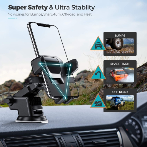 Car Phone Mount, Dashboard Car Phone Holder, Washable Strong Sticky Gel Pad Fit for All Cell Phones